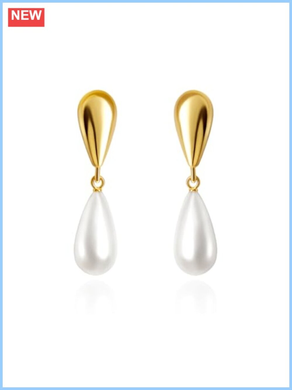 Pearl Drop Earrings 14K Gold Plated Teardrop Dangle Jewelry